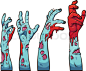 Stock vector of 'Cartoon zombie hands. Vector clip art illustration with simple gradients. Each on a separate layer.'