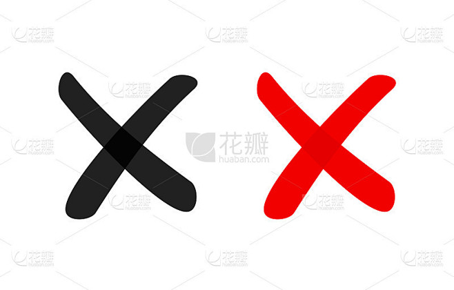 X关闭删除十字标记符号图标隔离，拒绝手写错误选择元素，拒绝勾选按钮