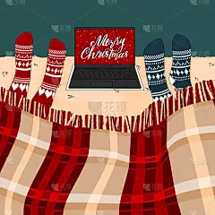 人们在床下格子，看关于圣诞快乐的电影