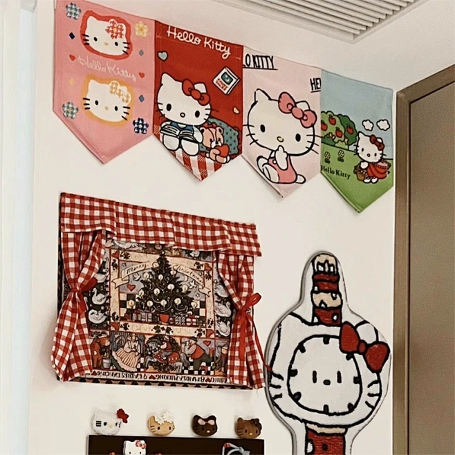 hellokitty卧室门帘三角旗帘家用...