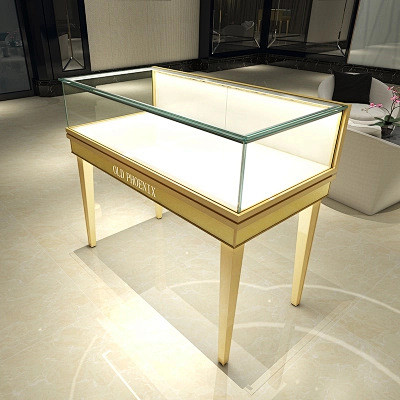 新款钢化玻璃珠宝展柜黄金首饰柜台展示柜眼...