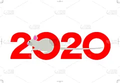 2020,符号,鼠,传统,贺卡,背景分离,春节,新年前夕,灰色,简单