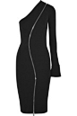 Givenchy - 拉链细节弹力平纹针织单肩连衣裙