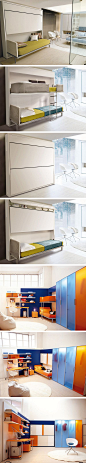 Lollisoft是意大利设计师Giulio Manzoni为意大利家具品牌Clei设计的一款针对小户型和紧凑空间使用的创意家具产品。Lollisoft的上下两张床位可以自由收放十分方便，平时当床铺反转过去的时候像一个设计简约的墙边储物柜不但不会占用很多空间还非常美观大方。