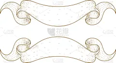 褐色,草图,名册,缎带,分离着色,白色,图像,古董,绘制,装饰