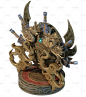 王座，龙雕像-古代场景-场景-小锋-CG模型网