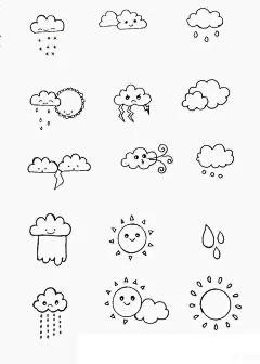 上百个天气小素材简笔画练习稿，好可爱很简单，马住教孩子吧 ​！ ​​​​