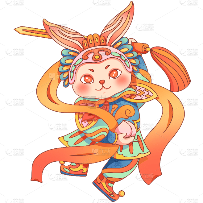 国风京剧-春节-兔子拟人传统元素5