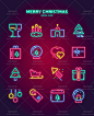 937号led霓虹灯风格冬季圣诞购物生活数码科技app矢量ui图标ICON-淘宝网