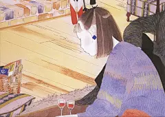 少女的侧脸插画图片