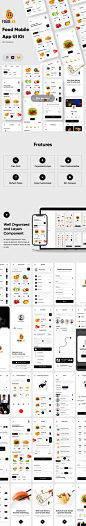  食品类App移动应用程序UI套件  