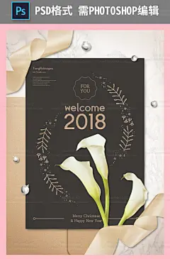 精品6款欧式奢华简约贺新春新年海报贺卡平面PSD封面广告设计素材-淘宝网