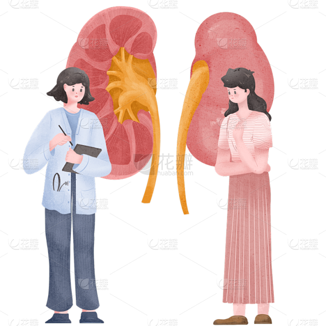 手绘-医生与器官贴纸-肾脏
