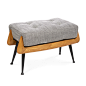 Jonathan Adler Antibes Ottoman : A New Classic.The perfect complement to our Antibes Lounge Chair, this nifty ottoman also works as an intriguing little bench. The blackened iron frame supports honeyed wood ribs that cradle a soft, linen-upholstered cushi