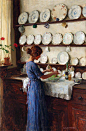 午后的闲暇时光。作者：19世纪英国画家William Henry Margetson