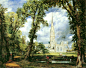 从主教花园望见的索尔兹伯里大教堂 1823 年，87.6x111.8cm ，布 油彩，伦敦 维多利亚和阿尔伯特美术馆 