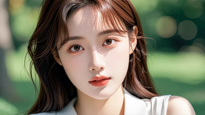 女，皮肤白皙，精致的五官，皮肤白皙，前景虚化，8K (1)-花瓣网