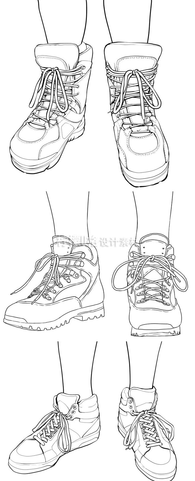 322 穿鞋的脚姿态动态线稿集 手绘临摹...