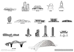 柳州标志建筑线稿矢量