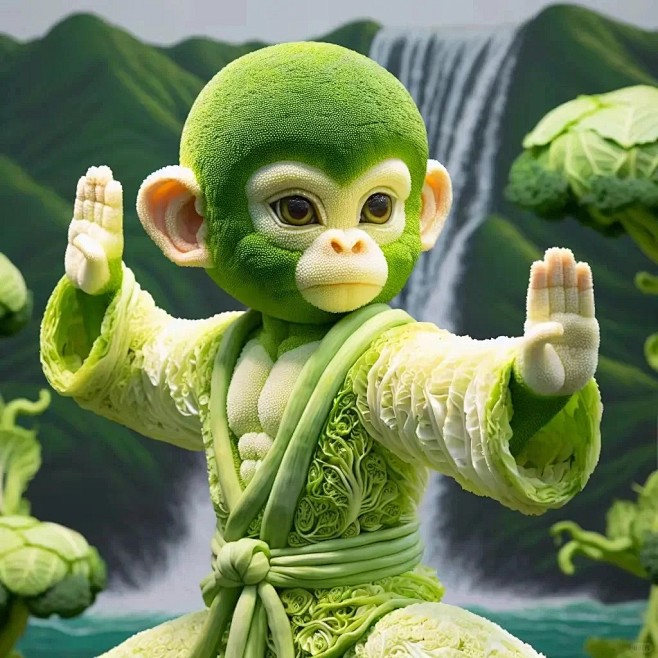 绿色十二生肖3D插画风格猴素材