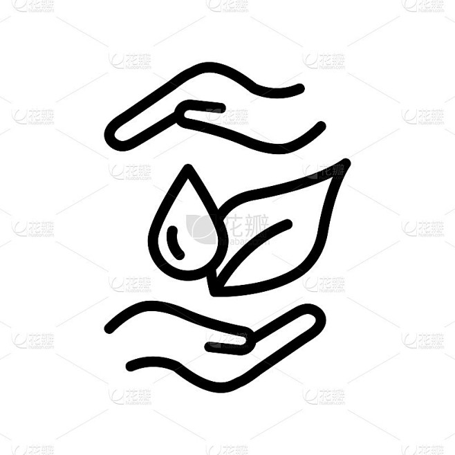 水和树叶的图标。49、拯救地球，生态icon。生态有机设计、移动概念和网络应用的标志