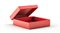 real photo, realsitic photo of premium red box open,, white isolated background