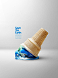 融化冰淇淋保护地球概念海报设计韩国素材[psd] –  