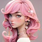 female anime girl with pink hair and stars, in the style of sculpted impressionism, conceptual pieces, daz3d, pastel tones, asian-inspired, realist detail, undefined anatomy