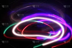 长曝光-混乱的彩色光线，模糊的运动图像作为背景
