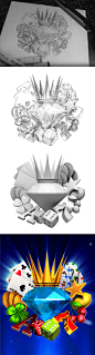 King Diamonds Game logo : Development of 3D-logo and its animation for the King Diamonds Game company, which specializes on the manufacture of gaming slot machines and lottery terminals.http://slotopaint.com/