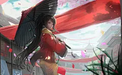 动漫2031x1260雨伞原创人物美术作品 _手绘灵感采下来 #率叶插件，让花瓣网更好用#