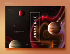 丝绸质感背景奇幻星球太空幻彩空间海报