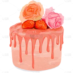 手绘风甜品美食插画-蛋糕