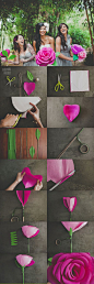 DIY: GIANT PAPER ROSE FLOWER this is a different idea. I wonder if it would be cheaper than real flowers.: 