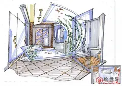 新概念卫生间手绘设计 - 室内手绘 - 绘世界网 - 专业手绘网站！