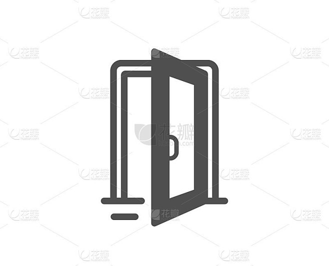 打开门图标。入口门的迹象。向量