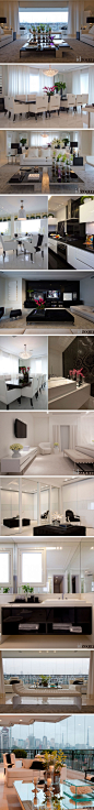 清新的墙壁与地毯，别致的黑色与白色的融合，个性化的空间~圣保罗公寓设计~