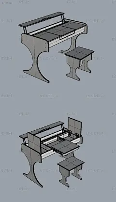 多功能学习桌组合桌椅学生儿童犀牛模型3D模型obj模型
