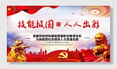 大气技能报国人人出彩展板海报