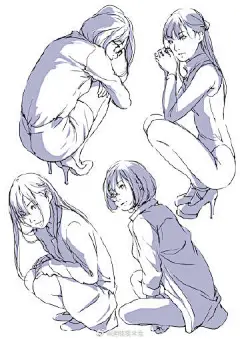 手绘女生光影动态参考
.
学习速写人物插画临摹 ​​​​