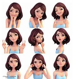 可爱卡通美女表情包psd素材下载 - 数码资源网