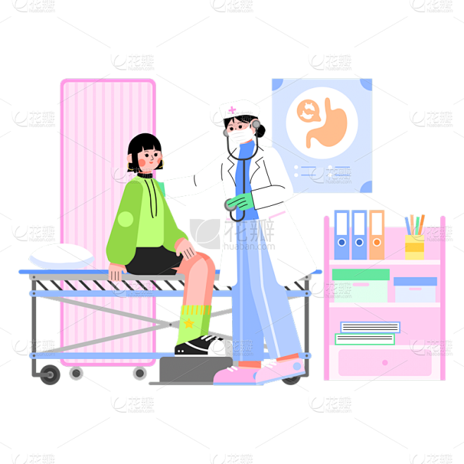 SVG-扁平医生看病贴纸