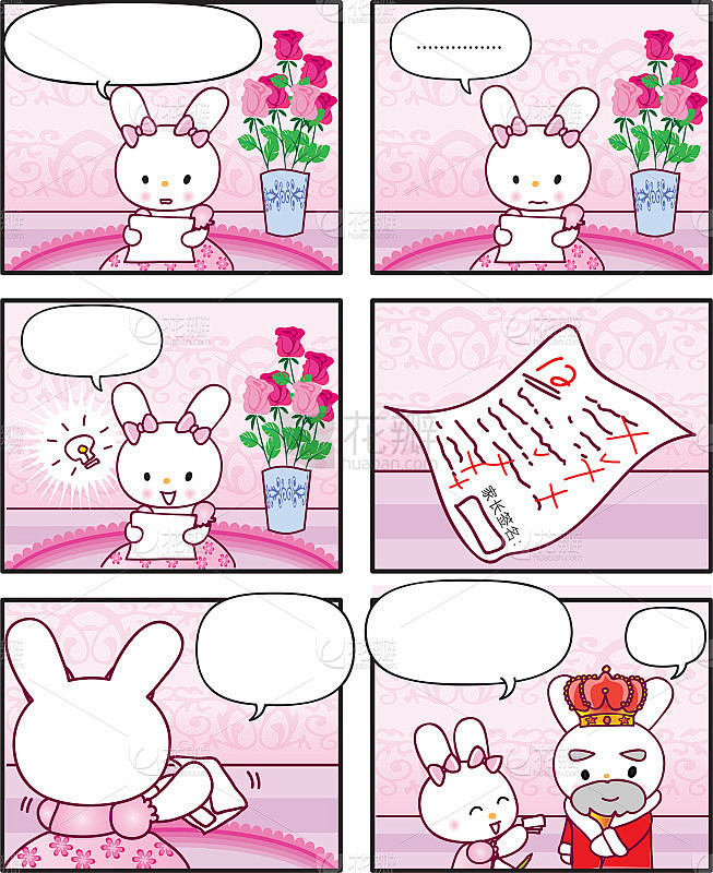 vector Cartoon Rabbit Princess Comic Story