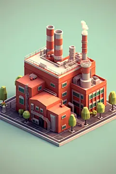 科学技术天然气发电站工业工厂立体场景模型