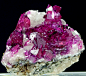 Roselite, calcite /aab78/ : Cluster of lustrous, gemmy crystals of roselite in very intensive violet/pourple colour on matrix. Rare locality for roselite!
