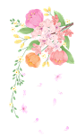 手绘春天鲜花桃花绿叶免抠_PNG：