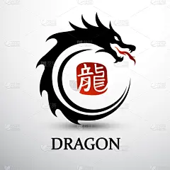 龙,分离着色,亚洲,创造力,商务,红色,模板,自然美