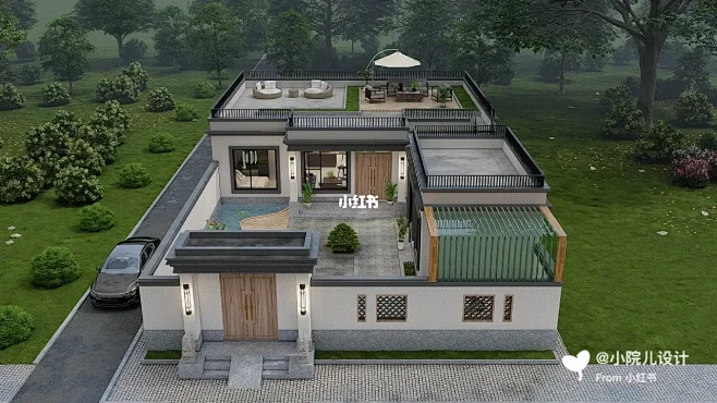 一层新中式风格自建房（附平面图）