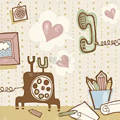 矢量插图与复古手机