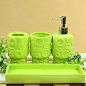 绿色简约流畅 陶瓷卫浴四件套件 浴室用品套件套装 卫浴用品